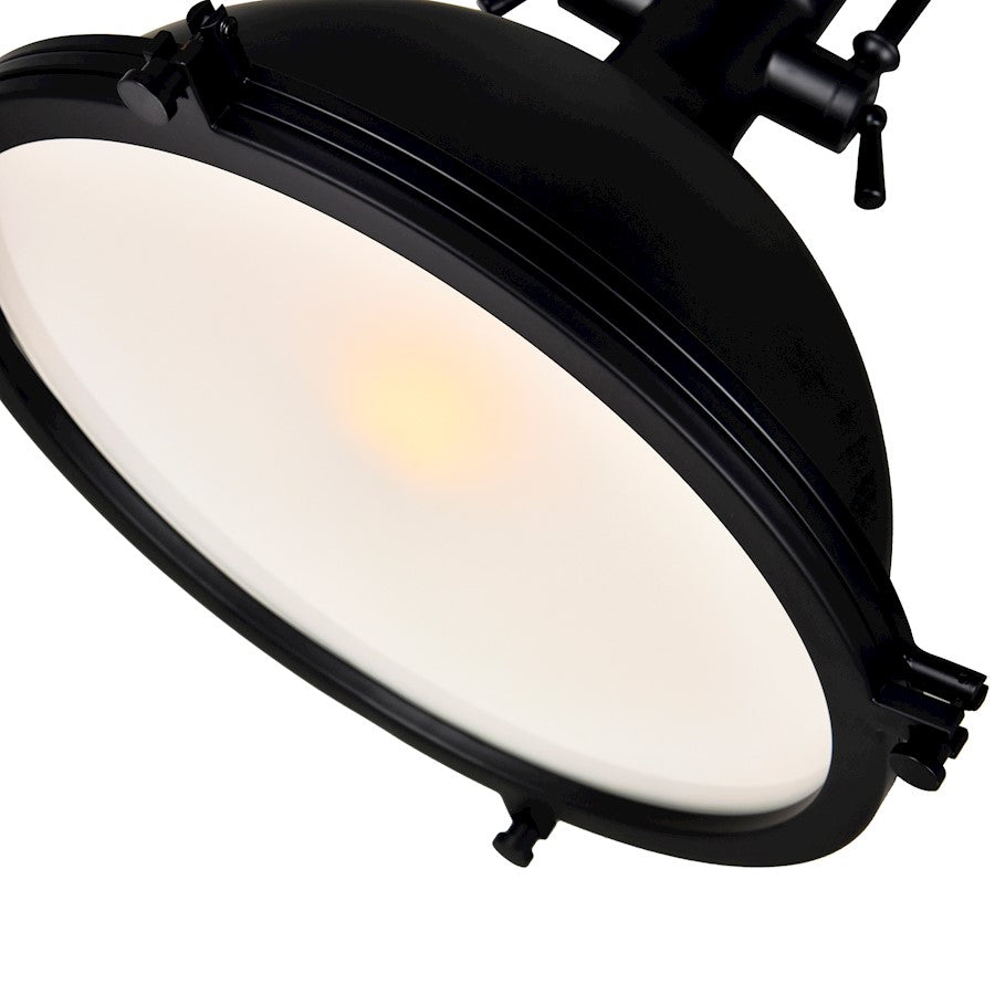 1 Light Down Pendant, Black/Frosted