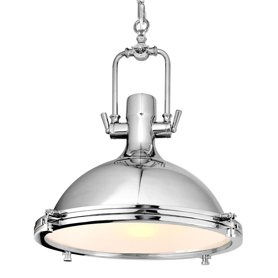 1 Light Down Pendant, Chrome/Frosted