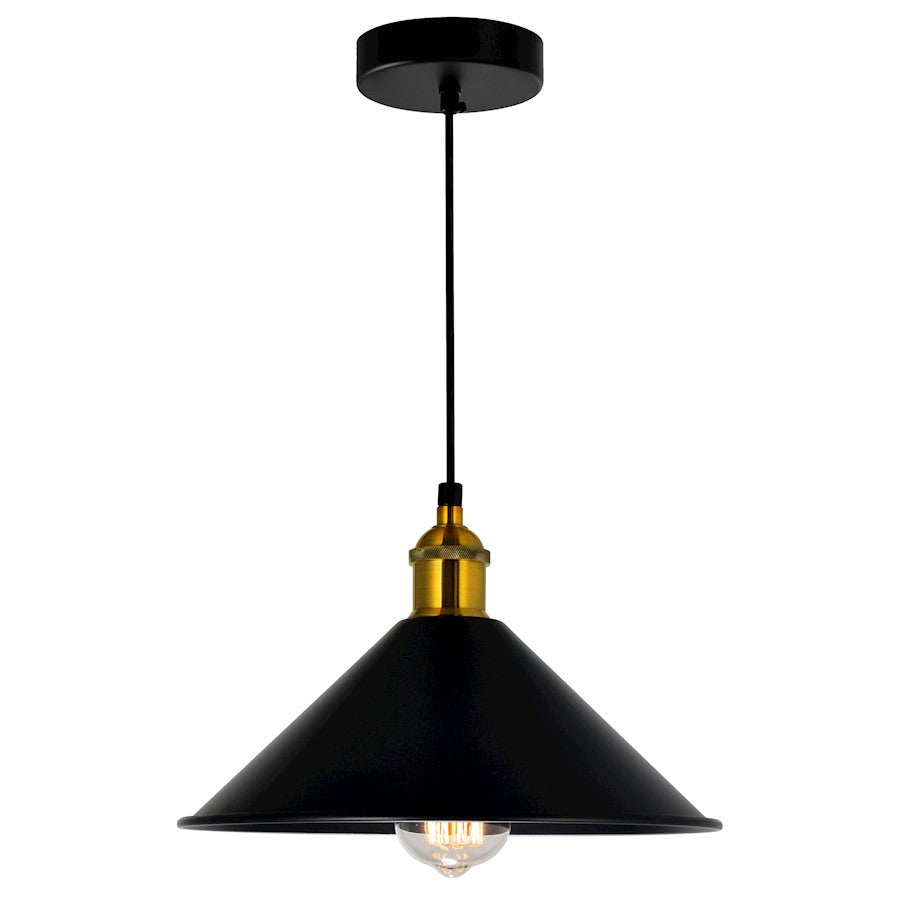 CWI Lighting Brave 1 Light Mini Pendant, Black - 9605P10-1-101-B