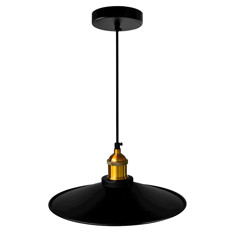 1 Light 13" Down Mini Pendant, Black