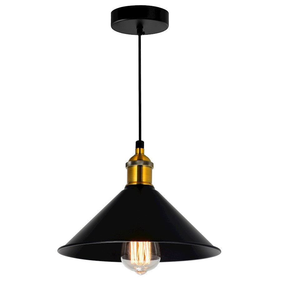 1 Light 8" Down Mini Pendant, Black