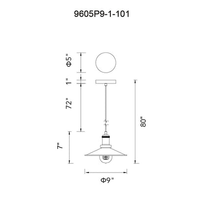 1 Light Mini Pendant, BK