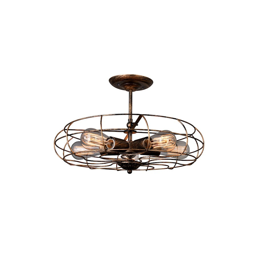 CWI Lighting Pamela 5 Light Flush Mount, Antique Copper - 9606C19-5-128