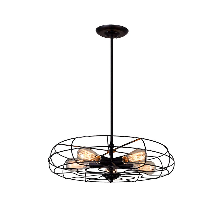 CWI Lighting Pamela 5 Light Pendant, Black - 9606P18-5-101