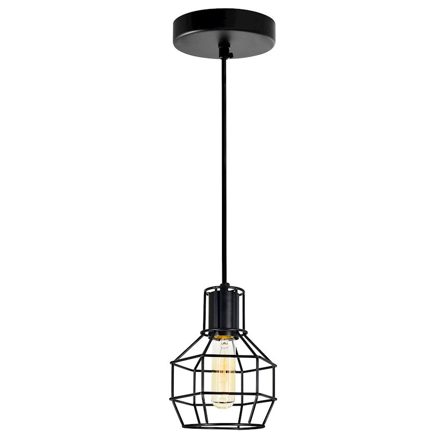 CWI Lighting Secure 1 Light Down Mini Pendant, Black - 9608P6-1-101