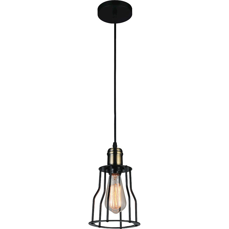 CWI Lighting Graham 1 Light Down Mini Pendant, Black - 9609P6-1-101