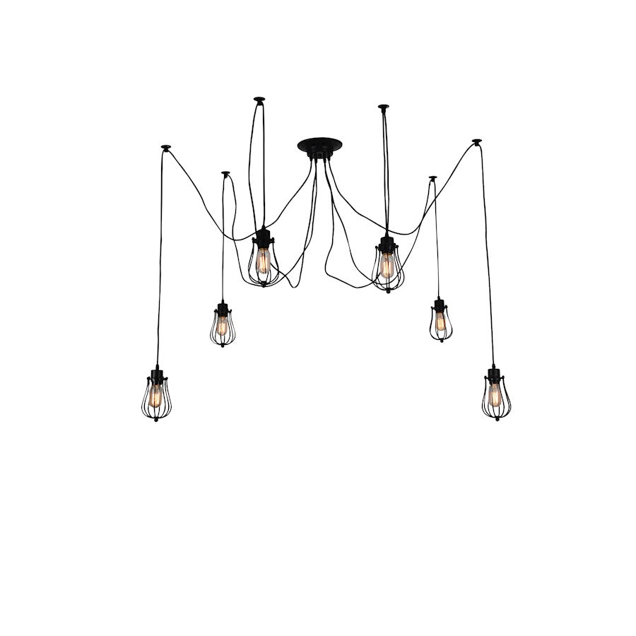 CWI Lighting Tomaso 6 Light Multi Light Pendant, Black - 9610P28-6-101