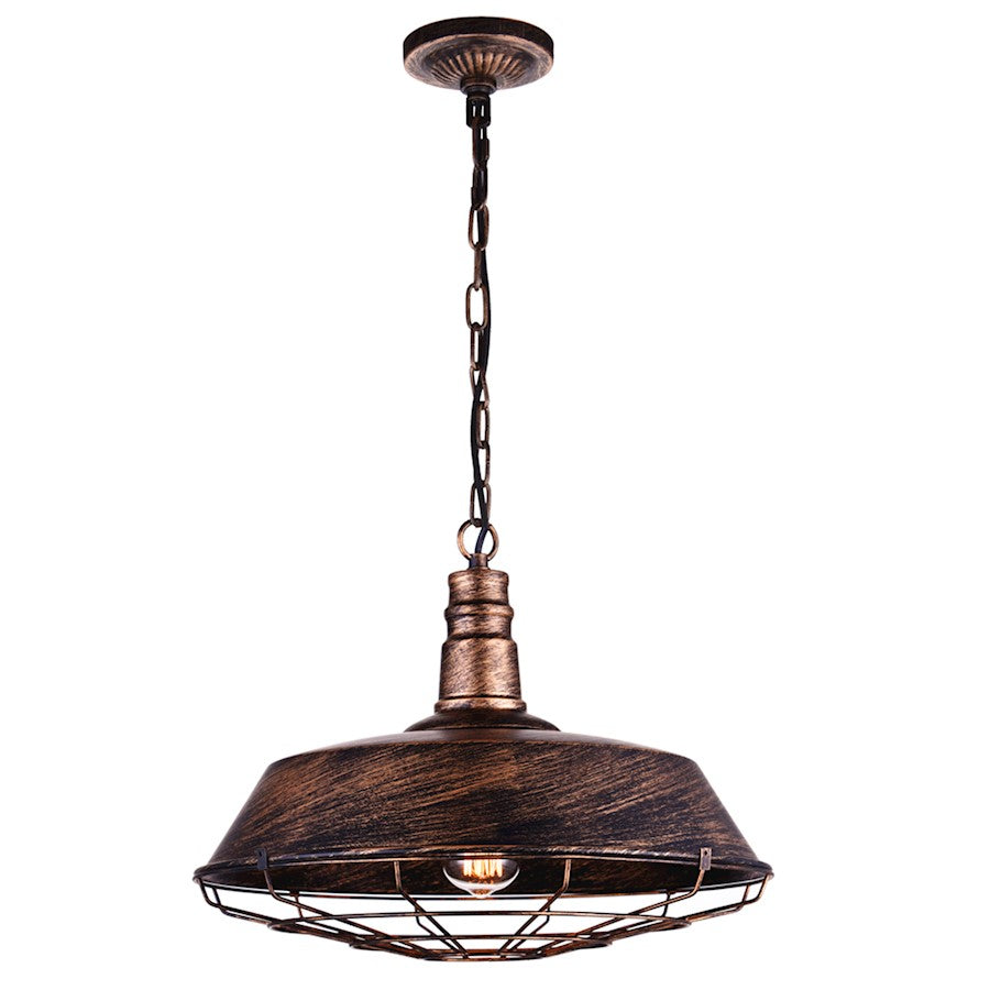 1 Light Down Pendant, Antique Copper