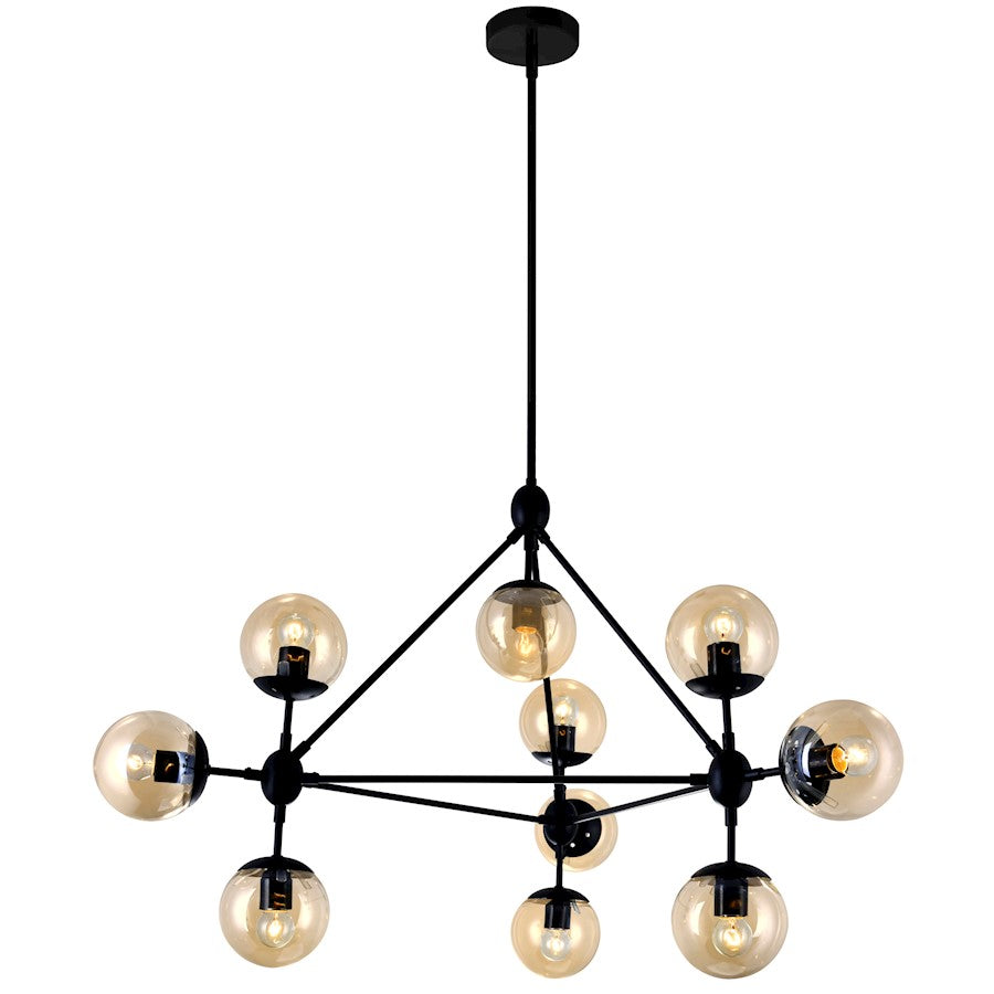 CWI Lighting Glow 10 Light Chandelier, Black/Champagne - 9614P39-10-101