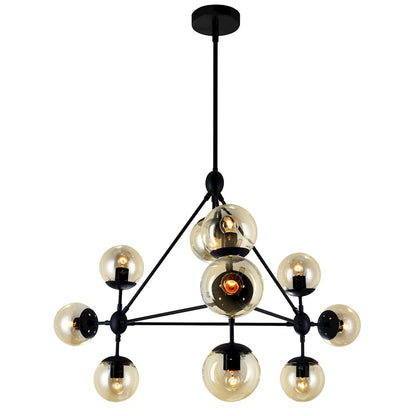 10 Light Chandelier, Black