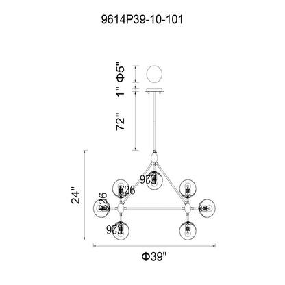 10 Light Chandelier, Black