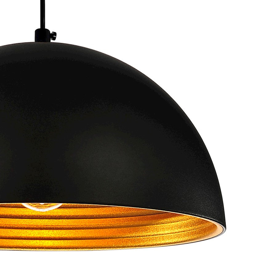 1 Light 12" Down Mini Pendant, Black