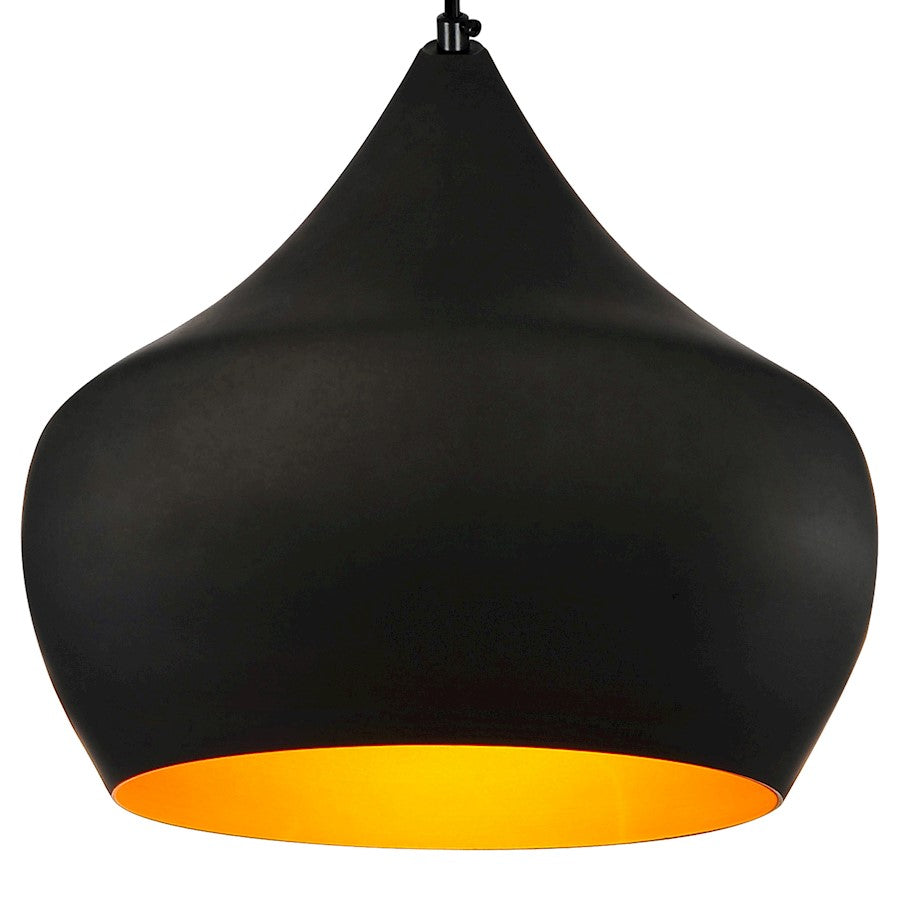 1 Light 15" Down Pendant, Black