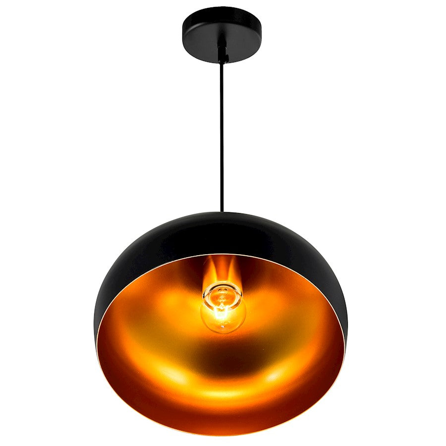 1 Light 13" Down Pendant, Black