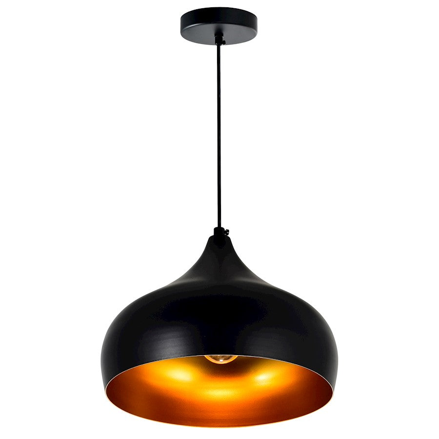 1 Light 13" Down Pendant, Black