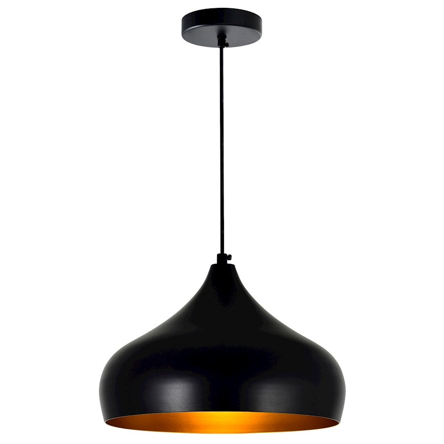 CWI Lighting Dynamic 1 Light 16" Down Pendant, Black - 9633P16-1-101