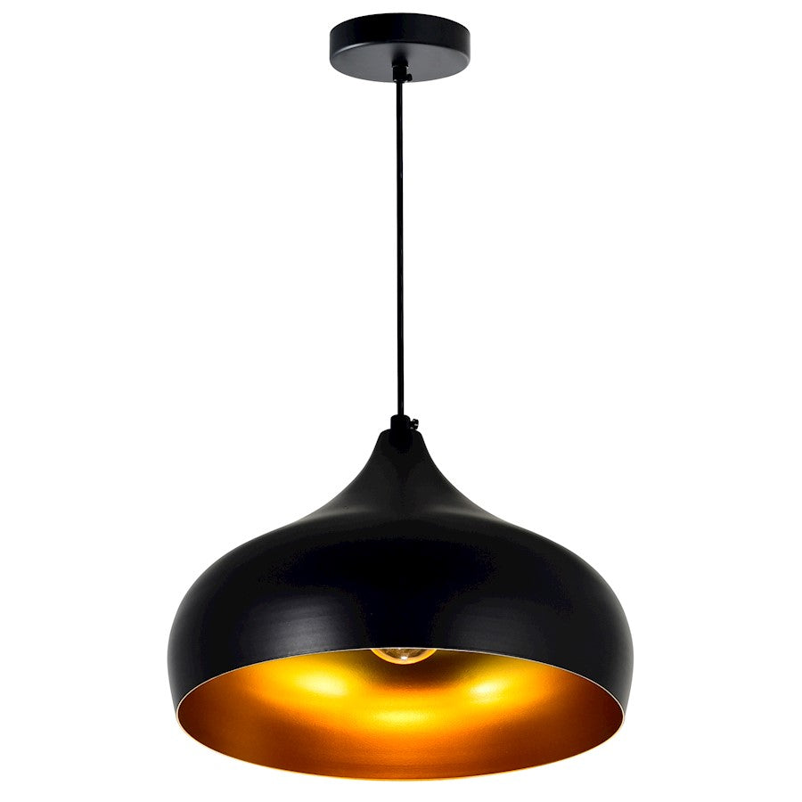 1 Light 16" Down Pendant, Black