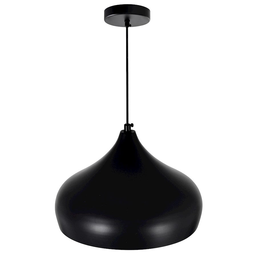 1 Light 16" Down Pendant, Black