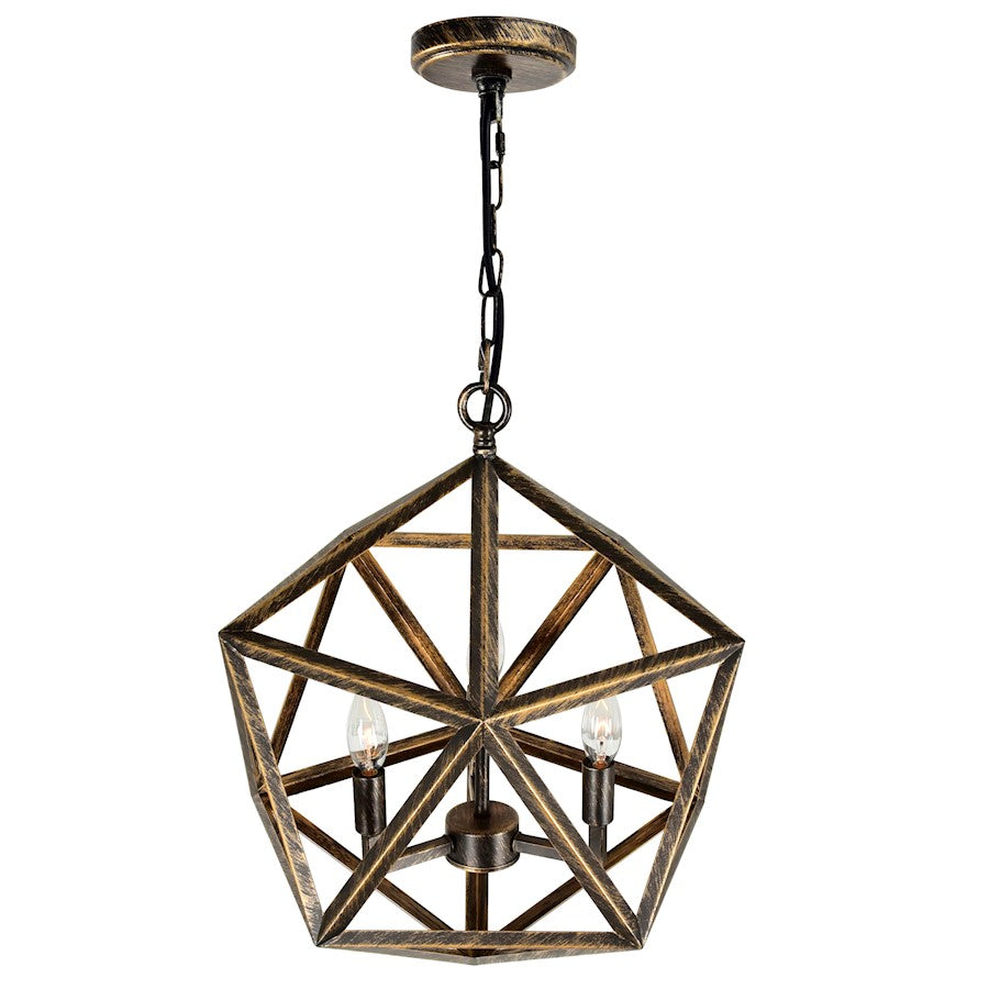 3 Light Up Pendant, Antique Forged Copper