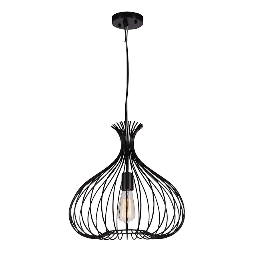 CWI Lighting Darleen 1 Light Down Pendant, Black - 9650P16-1-101