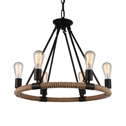 6 Light Up Chandelier, Black