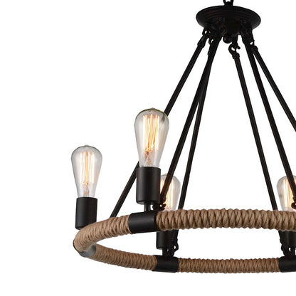 6 Light Up Chandelier, Black