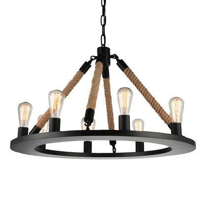 8 Light 32" Up Chandelier, Black