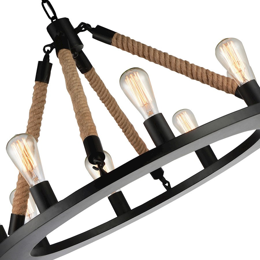 8 Light 32" Up Chandelier, Black