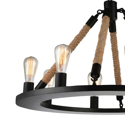 8 Light 32" Up Chandelier, Black