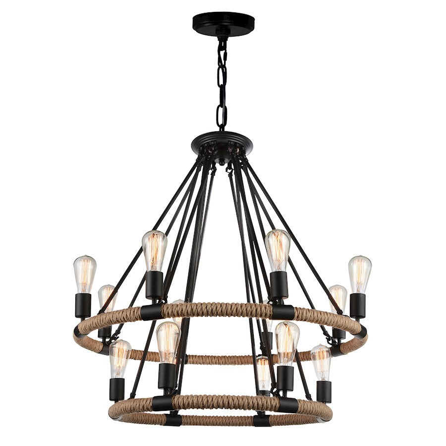 CWI Lighting Ganges 14 Light Up Chandelier, Black - 9671P33-14-101