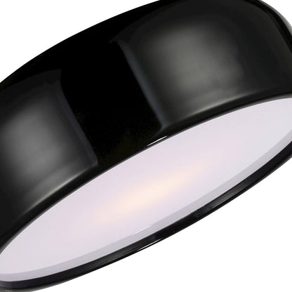 CWI Lighting Campton 2 Light Drum Shade Flush Mount, Black