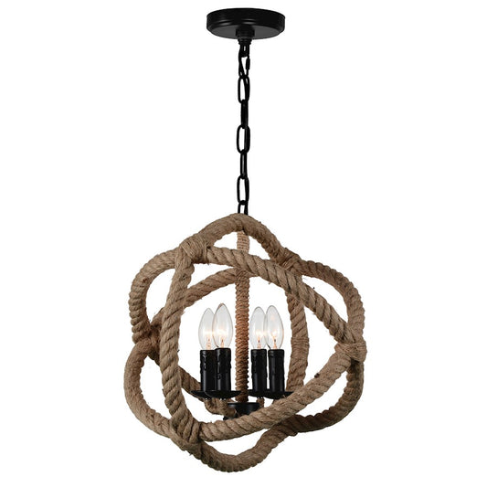 CWI Lighting Padma 4 Light Up Chandelier, Black - 9706P17-4-101