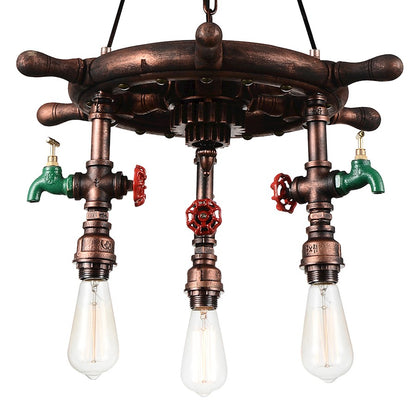 3 Light Down Chandelier, Speckled Copper