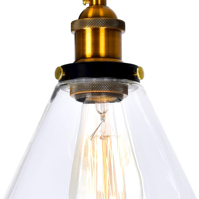 CWI Lighting Eustis 2 Light Wall Light, Black/Gold Brass/Clear