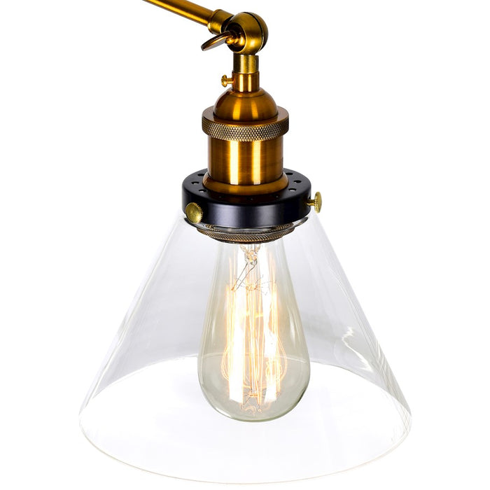 CWI Lighting Eustis 2 Light Wall Light, Black/Gold Brass/Clear