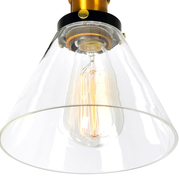 CWI Lighting Eustis 3 Light Wall Light, Black/Gold Brass/Clear
