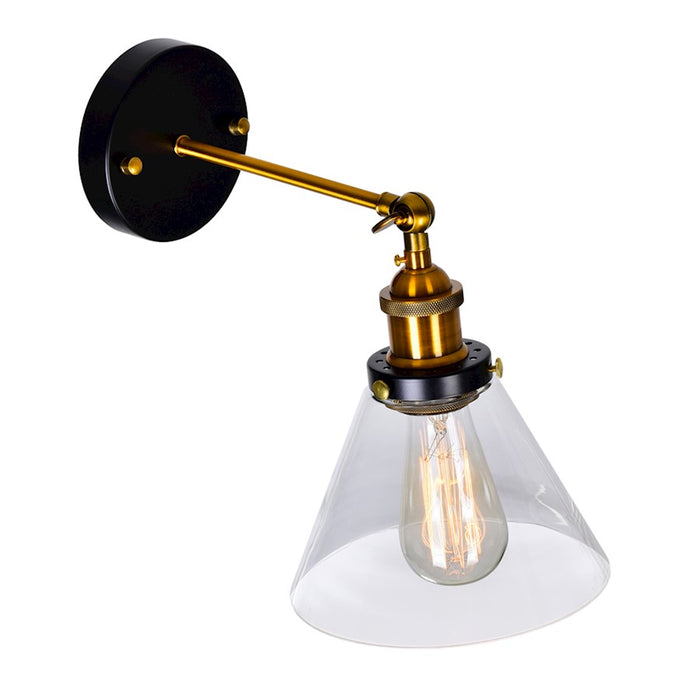 CWI Lighting Eustis 1 Light Wall Light, Black/Gold Brass/Clear