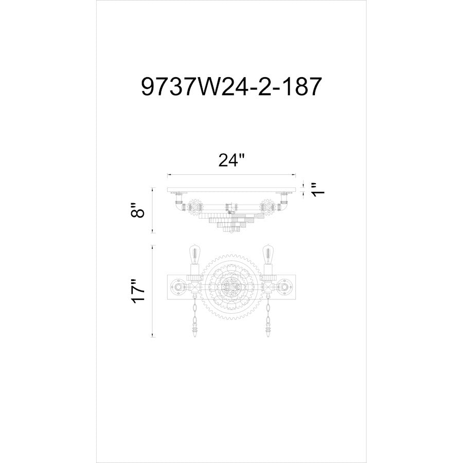 2 Light 24" Wall Sconce