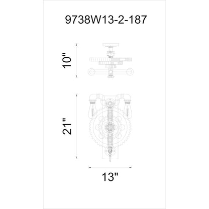 2 Light 13" Wall Sconce