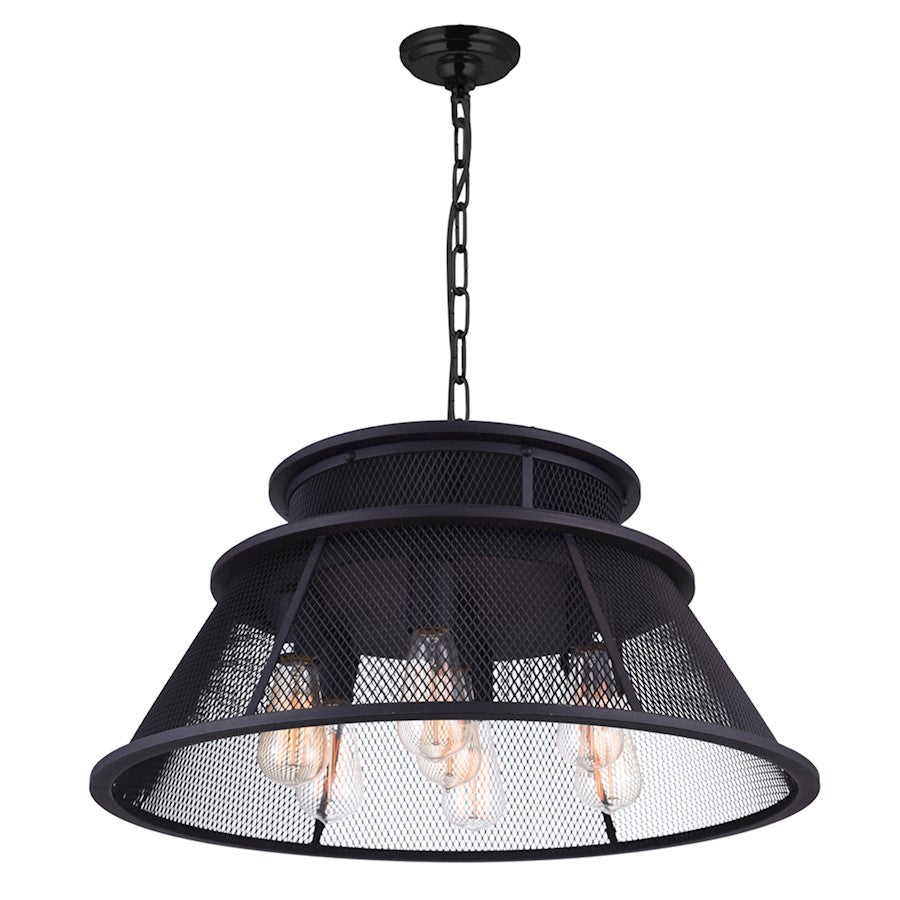 7 Light Down Chandelier, Reddish Black