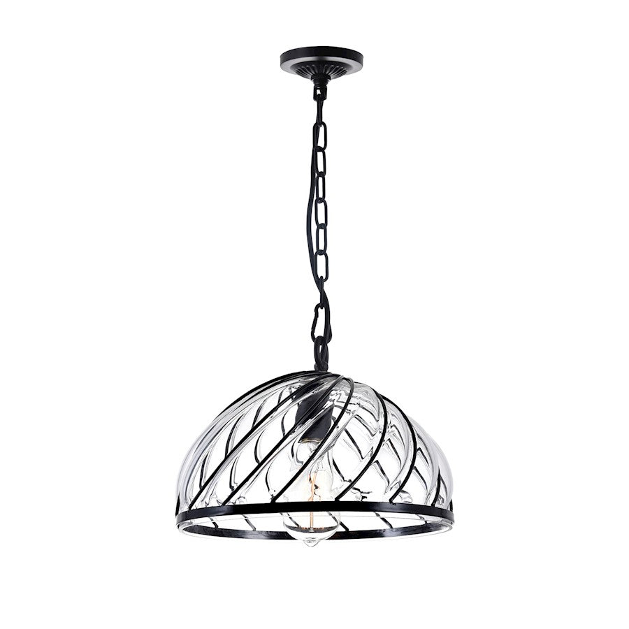 CWI Lighting Escot 1 Light Down Pendant, Black/Clear - 9755P12-1-101