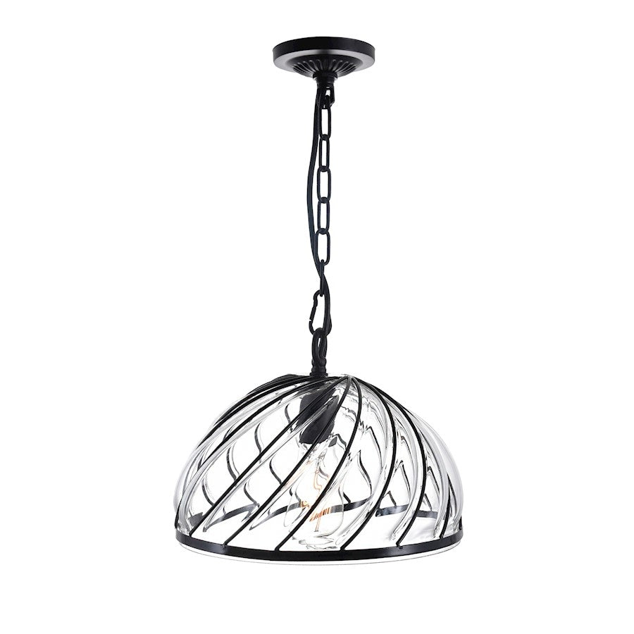 1 Light Down Pendant, Black/Clear