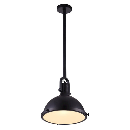 CWI Lighting Strum 1 Light Down Pendant, Black/Frosted - 9760P12-1-101