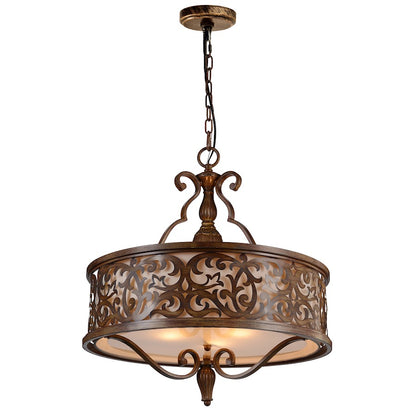 CWI Nicole 5 Light Drum Shade Chandelier, Brushed Chocolate - 9807P21-5-116-A