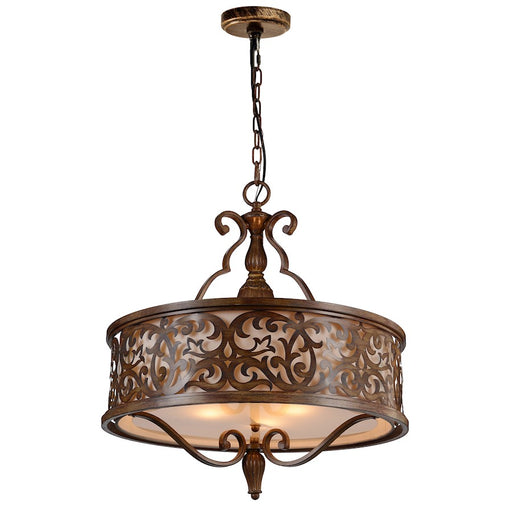 CWI Nicole 5 Light Drum Shade Chandelier, Brushed Chocolate - 9807P21-5-116-A