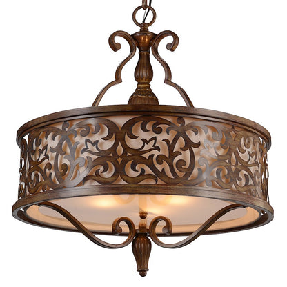 5 Light Drum Shade Chandelier, Brushed Chocolate