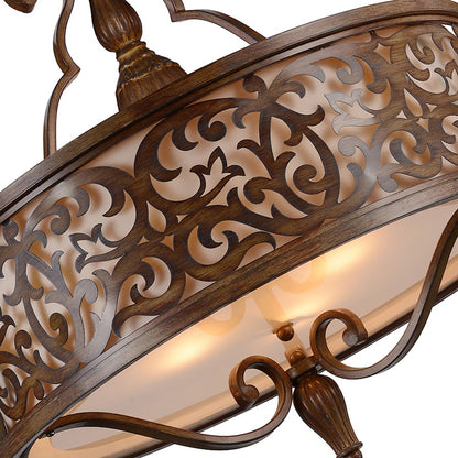 5 Light Drum Shade Chandelier, Brushed Chocolate