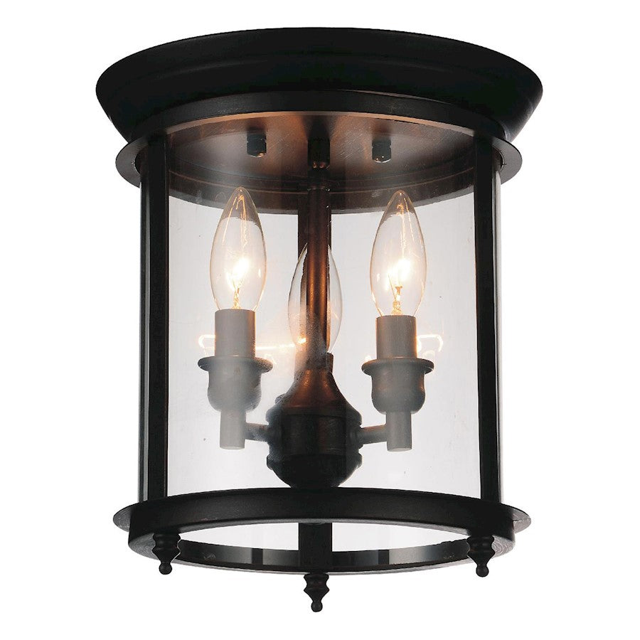 CWI Desire 3 Light Cage Flush Mount, Oil Rubbed Bronze/Clear - 9809C10-3-109