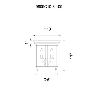 CWI Desire 3 Light Cage Flush Mount, Oil Rubbed Bronze/Clear