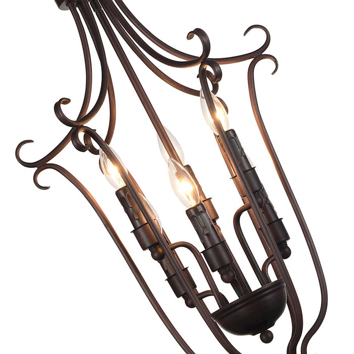 CWI Lighting Maddy 6 Light Up Chandelier, Rubbed Brown